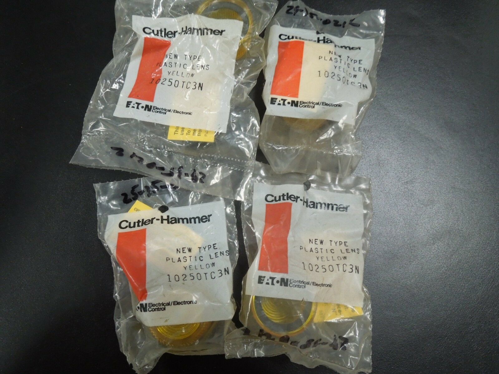 4- Cutler-Hammer 10250TC3N Yellow New Type Plastic Lens New Surplus - $40.00