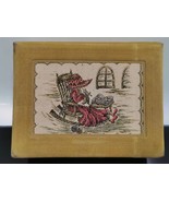 Old Vintage Trinket Jewelry Box Tapestry Embroidery Lady Knitting Collec... - $27.69