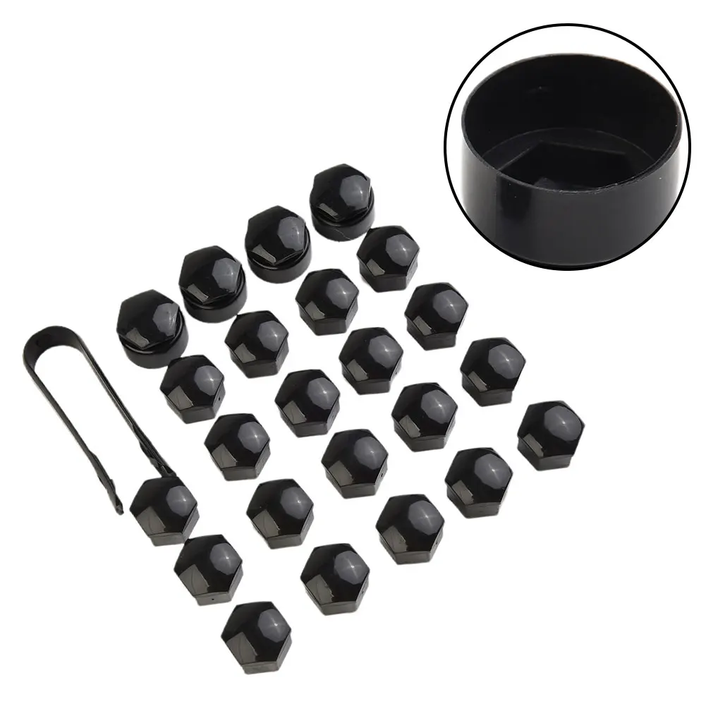 20PCS 17MM Black Wheel Nut Bolt Trims Studs Cover Cap With 4X Locking Cap - £10.09 GBP