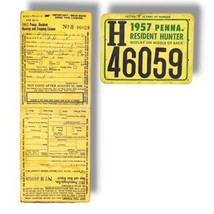 VTG 1957 PENNA Pennsylvania Resident Hunter Hunting License Deer Bear Tag  - £15.94 GBP