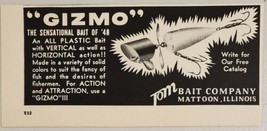 1948 Print Ad Gizmo Fishing Reels Tom Bait Company Mattoon,Illinois - £8.58 GBP