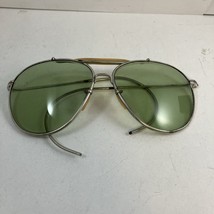 Vintage Bausch &amp; Lomb Aviator Pilot&#39;s Sunglasses w Green Lens - $123.70