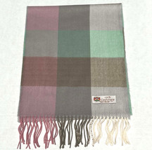 Cozy 100% Cashmere Scarf Plaid Check Mint/Pink/Tan Made In England #1008... - £15.76 GBP