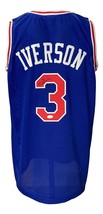 Allen Iverson Firmado a Medida Azul Estilo Profesional Baloncesto Camiseta JSA - £129.70 GBP