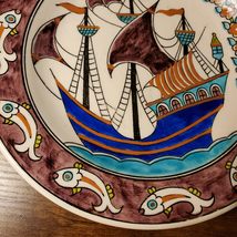 Turkish Pottery, Hand-painted Ceramic Plate signed Sitki Olcar, Iznik Folk Art image 3