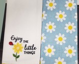 2 Different Embroidered Kitchen Towels(16x26&quot;)FLOWERS,ENJOY THE LITTLE T... - £9.29 GBP