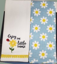 2 Different Embroidered Kitchen Towels(16x26&quot;)FLOWERS,ENJOY The Little Things,Lk - £9.30 GBP