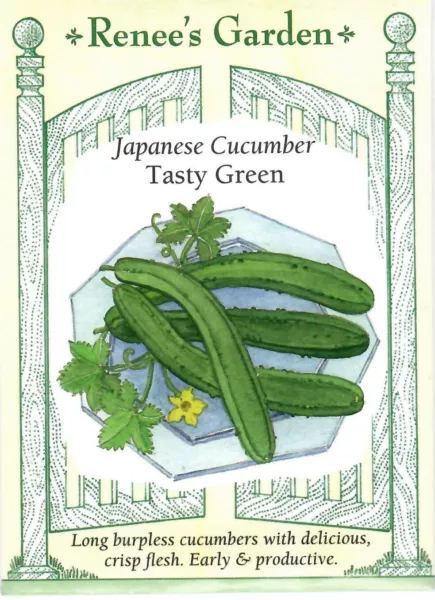 Cucumber Japanese Tasty Green Vegetable Seeds Renee&#39;S 12/24 Fresh New - £9.65 GBP