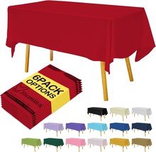 Premium Plastic Tablecloth 54in. x 108in. Rectangle Table Cover Red - £13.55 GBP