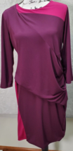 DKNY Sheath Dress Women&#39;s Medium Purple Polyester Long Casual Sleeve Crew Neck - £25.48 GBP