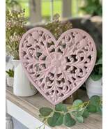 Rustic Rose Pink Painted Carved Heart - $58.84 CAD