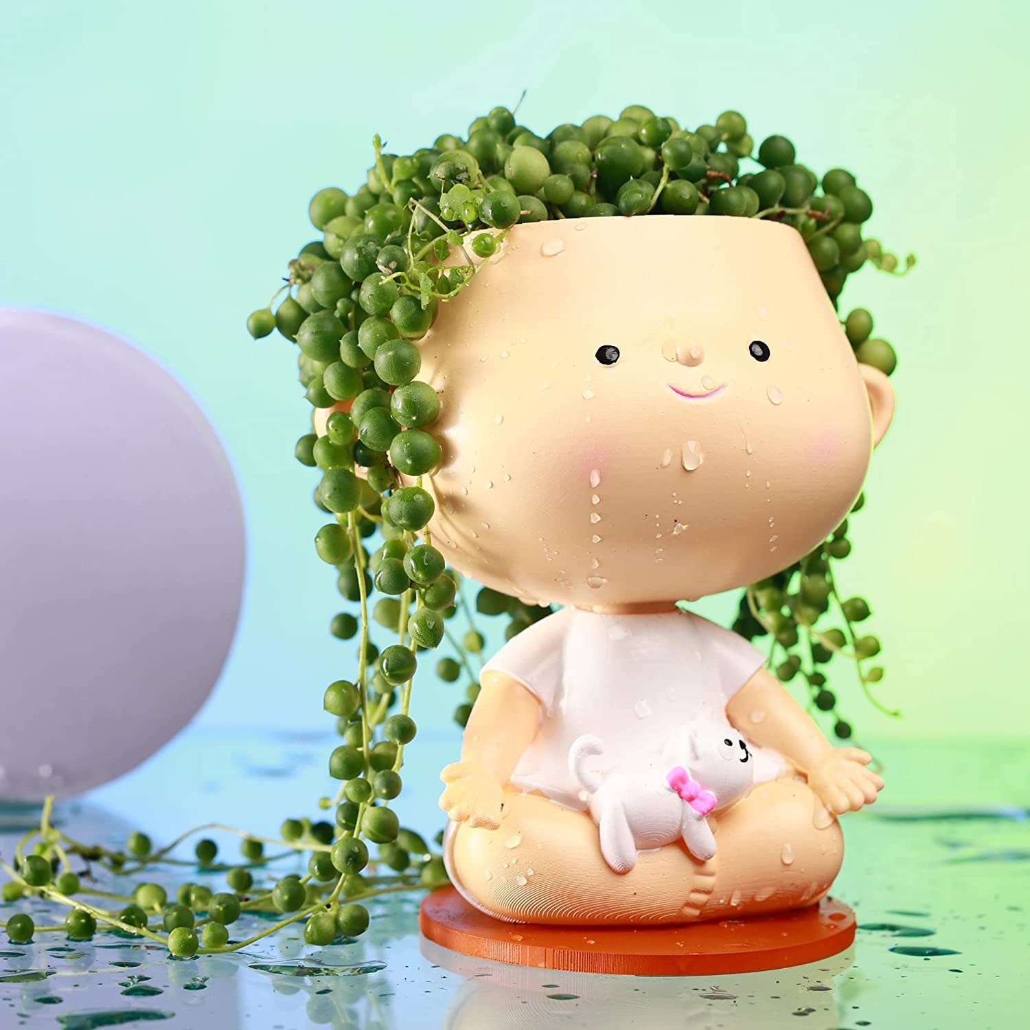 Primary image for Cute Yoga Girl 3D Printed Self-Watering Head Planter.