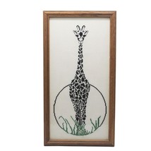 Vintage Giraffe Needlepoint Embroidery Framed - $84.14