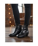 Sam Edelman Princeton Womens Black Leather Laced Back Ankle Boots Bootie... - $39.95