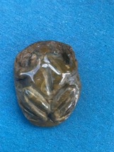 Finely Carved Mustard &amp; Brown Frog or Toad Stone Pendant or Other Use – ... - £30.23 GBP