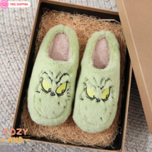 Cute Grinch Slippers for a Merry Christmas Embroidered Family Slippers Unique  - £19.81 GBP