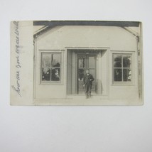 Real Photo Postcard RPPC Fort Recovery Ohio Man Stand at Shop Front Antique 1907 - £15.97 GBP