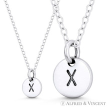 Initial Letter &quot;X&quot; 11mmx8mm Tiny Round Disc .925 Sterling Silver Charm / Pendant - £10.53 GBP+