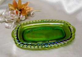 1647 Vintage Indiana Glass Lime Green Harvest Cream Sugar Tray - £15.84 GBP