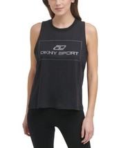 DKNY Womens Cotton Embellished Logo Tank Top Size-Medium Color-Black - £32.19 GBP