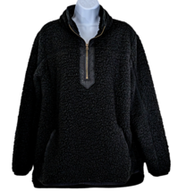 Time And Tru Women&#39;s Sz XL 16/18 Black Sherpa Fleece Pullover Jacket Poc... - £16.48 GBP