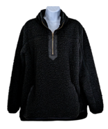 Time And Tru Women&#39;s Sz XL 16/18 Black Sherpa Fleece Pullover Jacket Poc... - £16.39 GBP