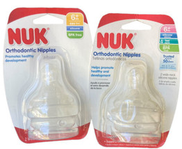 Nuk Orthodontic Nipples 6M Fast Flow Silicone Wide Neck Made In Germany 4 Total - $22.52