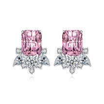 Pink Crystal &amp; Cubic Zirconia Radiant Stud Earrings - £11.98 GBP