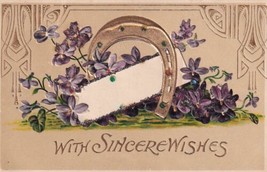 With Sincere Wishes Horseshoe Violets Postcard D19 - $2.99