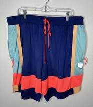 Puma Court Mesh Navy Coral Colorblock Athletic Shorts Size 2XL - $39.59