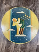 Vintage 10&quot; Mrs Sothern Sweets Round Candy Tin Angels w Trumpets - £15.97 GBP
