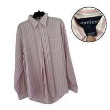 Lands’ End Men’s 16.5-34 Dress Shirt Pink White Stripe Long Sleeve Butto... - $319.08 MXN