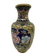 Fine Old Chinese Cloisonne Over Brass Enamel Vase Floral Pattern 8&quot; Asia... - £58.92 GBP