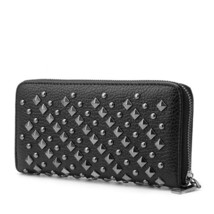 Fashion Women   Leather Clutch Wallet Rivet Holder Purse Handbag Zipper  - £50.66 GBP