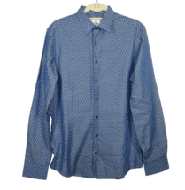 Ben Sherman Mens 15 1/2&quot; Neck Blue Slim Fit Long Sleeve Floral Button Up Shirt - £19.61 GBP