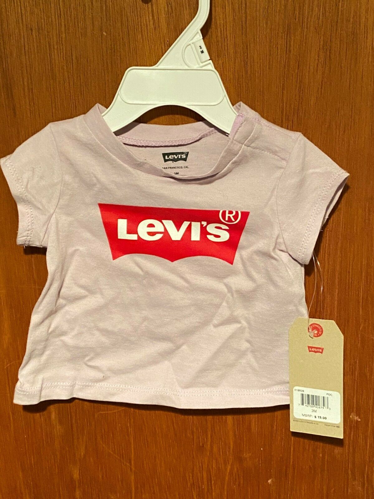 Pink Levi's Logo Shirt 6 Month *New w/Tags* v1 - £10.54 GBP