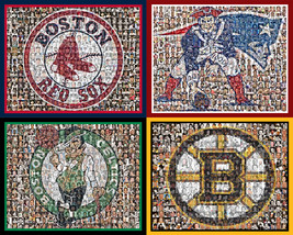 Boston Sports Mosaic Art of Bruins, Celtics, Patriots &amp; Red Sox, Bundle ... - £103.69 GBP+