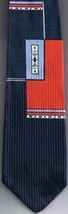 Boy&#39;s Necktie Blue Red Gray Ribbed Weave Bottom Half Geometric Pattern 48&quot; - £8.53 GBP