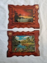 Hawaii Memorabilia Chrome Postcard Framed Laquered Wood Plaque Set of 2 ... - $14.99