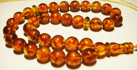 Islamic 33 Prayer beads Genuine Baltic Amber Tasbih Misbaha pressed 20,55g B718 - £60.15 GBP