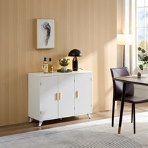 Wavy Texture Buffet: Modern White Kitchen Cabinet - $182.99