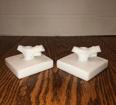 2 Vintage WESTMORELAND Milk Glass Square Base Bird Perch/Stands 3&quot; x 3&quot; - £15.68 GBP