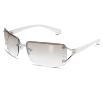 Rimless Frameless Rectangle Sunglasses For Women Stylish Y2K Shades White Metal  - £23.97 GBP