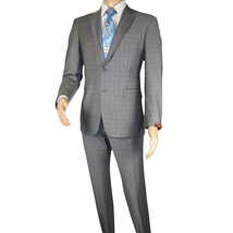 Men Suit BERLUSCONI Turkey Italian Wool 180's Glenn Plaid K230-12 Gray Blue image 3