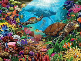 FRAMED CANVAS Art print giclee ocean life deep sea reef turtle whales tropical - £31.64 GBP+