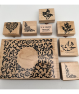 8 Vintage Stampin’ Up! Scrapbooking Designs Heart Bird Holly Flowers Acorns - £12.47 GBP