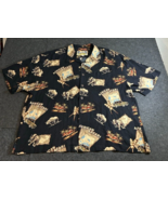 Old Maui Brand Men&#39;s Black Hawaiian Shirt Size 2XL African Safari Elepha... - $24.69