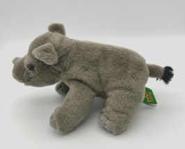 Wild Republic Rhino Plush Rhinoceros Stuffed Animal 6&quot; Gray VG Condition - £4.42 GBP