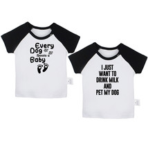 I Just Want to Drink Milk and Pet My Dog Funny T-shirt Infant Baby Graphic Tee - £15.68 GBP