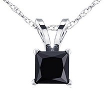 1 CT Princess Real Moissanite Pendant Solitaire Necklace 14K White Gold Plated - £73.52 GBP